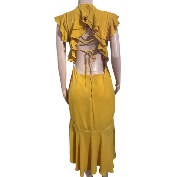 HOPE & IVY Women’s Elegant Yellow Ruffle Dress - Picture 4 of 15